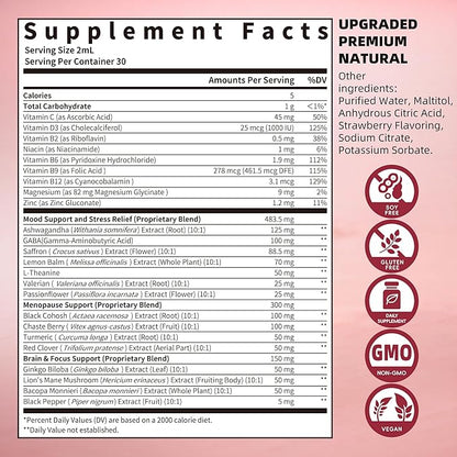 GREENPEOPLE Saffron Extract Supplements Drop - 24-in-1 88.5mg Saffron Extract with Ashwagandha,Black Cohosh & Lion's Mane for Mood&Focus,Stress Relief,Cortisol Reducer,Menopause – Vegan 2FL OZ