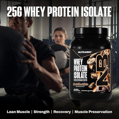 NutraBio 100% Whey Protein Isolate Protein Powder, 25g Protein with Complete Amino Acid Profile, Non-GMO, Soy & Gluten Free, Low Carb, Low Calorie Whey Protein Powder, Chocolate Peanut Butter, 2 Lbs