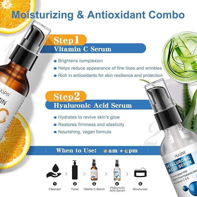 100% Pure Hyaluronic Acid Serum for Face Neck Body with Vitamin C Vitamin E for Skincare Hydrate, Moisturizer, Plump Skin, Reduce Wrinkles, Anti Aging Serum, 2 Oz