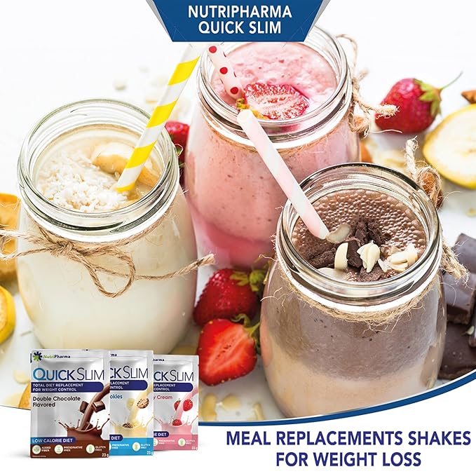 Quick Slim Meal Replacement Shake for Weight Loss, 30 Servings, 20g Protein, 27 Vitamins & Minerals, Dietary Fiber, Low Carb, Gluten Free