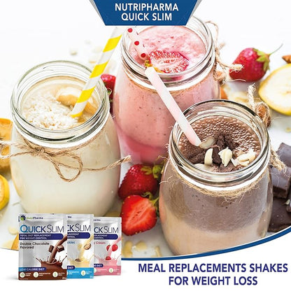 Quick Slim Meal Replacement Shake for Weight Loss, 30 Servings, 20g Protein, 27 Vitamins & Minerals, Dietary Fiber, Low Carb, Gluten Free