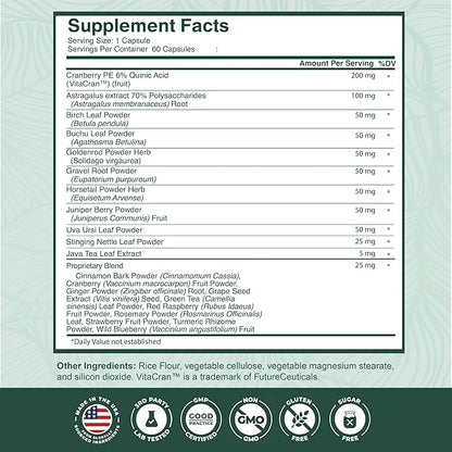 PurePremium Kidney Support Supplement – Kidney Cleanse Detox & Repair with Cranberry Extract & Astragalus - 21-in-1 Complex Supports Normal Bladder, Urinary Tract & Kidneys Health - 60 Day Supply