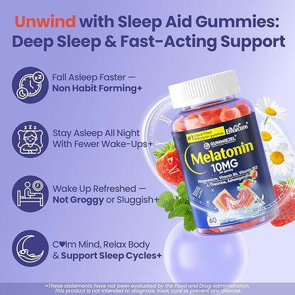 EnvyCure Melatonin Gummies 10mg 20mg with Magnesium for Adults | Drug Free | Sugar Free | L-Theanine, Ashwagandha, B6, B12, Lemon Balm & Chamomile, Supports Deep Relaxation, Sleep Aid, 120 Cts