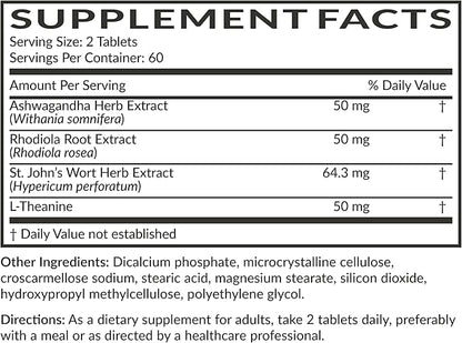 Futurebiotics Chill Pill + Ashwagandha, Rhodiola, St. John’s Wort, & L-Theanine - Non-GMO, 120 Vegetarian Tablets