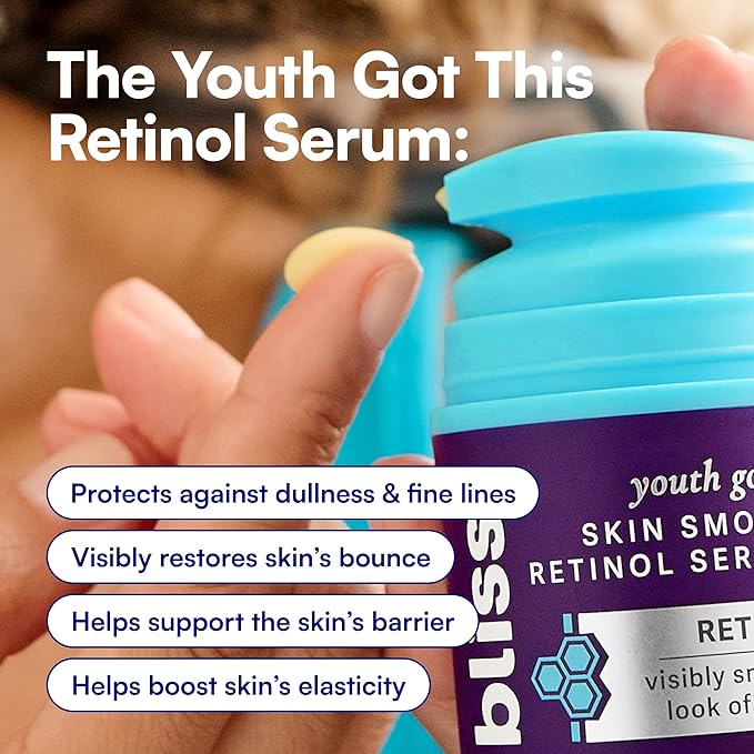 Bliss Retinol Serum Youth Got This Advanced Anti-Aging Formula - Reduces Fine Lines & Wrinkles - Dermatologist-Tested - Clinically Proven Results - Fragrance-Free & Vegan - 1 Fl Oz