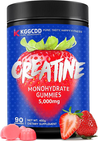99.99% Creatine Monohydrate Gummies for Men & Women, 5,000mg Tasty Creatine Gummies for Muscle Strength, Endurance, Recovery & Sugar Free, Gluten-Free, Vegan, Non-GMO, 90 Count