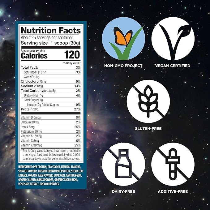 Vega Premium Protein + Supergreens - 20g Protein, Creamy Vanilla, 25 Servings, Spinach,Kale, Alfalfa Grass, Broccoli, 0g Added Sugar, Non-GMO, Gluten Free, Dairy Free, 1.68 lbs (Packaging May Vary)