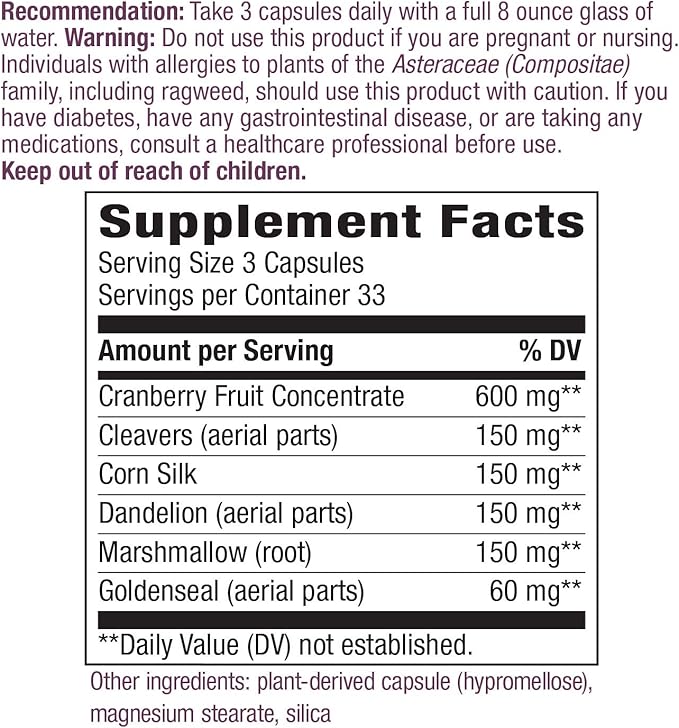 Nature's Way Premium Blend Urinary with Cranberry, 1,260 mg per Serving, 100 Caps (Pack of 2)