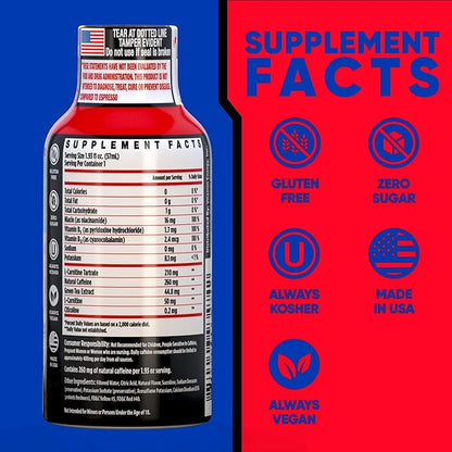Vitamin Energy Immune+ Extra Strength Energy Shot Fruit Punch 24 Pack, 260mg Natural Caffeine, B-Vitamins, Citicoline, Green Tea, Immunity & Focus Support, Zero Sugar, Gluten-Free 1.93 fl oz