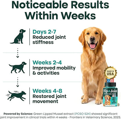Natureflow Hip & Joint Supplement for Dogs, 300mg Green-Lipped Mussel for Dog Arthritis Pain Relief, Glucosamine, MSM & Chondroitin, Zero Sugar, Large Medium Small Breeds, 200 Chewable Tablets
