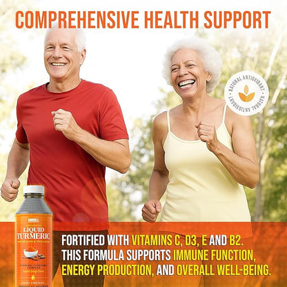 Advanced Liquid Turmeric – High Absorption Curcumin with Black Pepper & Vitamin D3 for Maximum Bioavailability – Joint, Inflammation & Immune Support – 20 fl oz