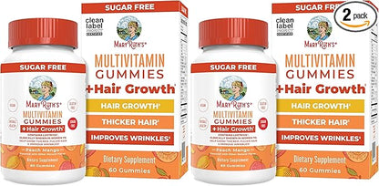 MaryRuth's Multivitamin + Hair Growth Gummies | with Lustriva® | Biotin 10000mcg | B Vitamins | Formulated for Thicker Hair, Wrinkles, Fine Lines, Skin Care | Ages 18+ | 30 Servings (Pack of 2)