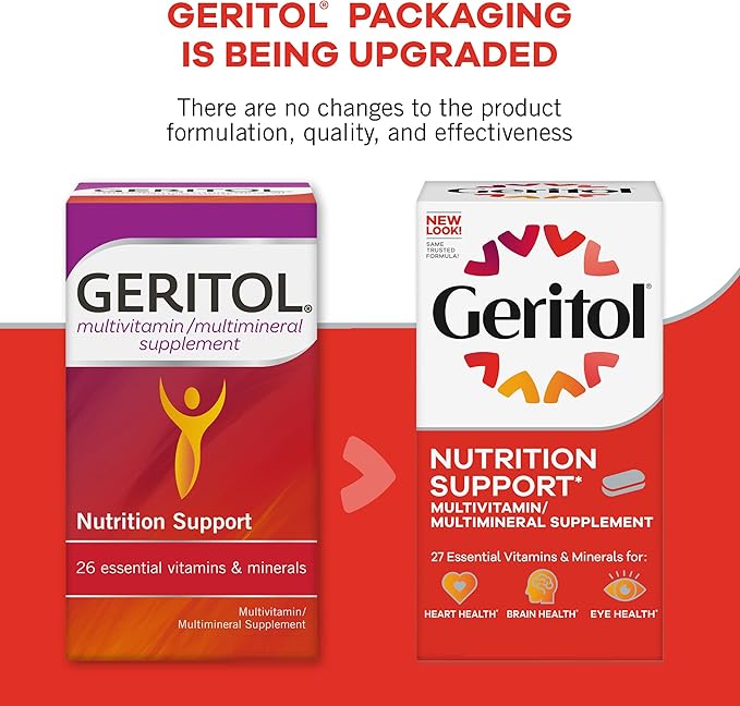 Geritol, Multivitamin Supplement, Contains B-Vitamins, Antioxidants, Vitamins C, E & D and Iron, 26 Essential Vitamins and Minerals, Gluten-Free, Non-GMO, No Artificial Sweeteners, 40 Tablets