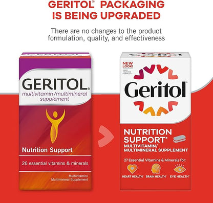 Geritol, Multivitamin Supplement, Contains B-Vitamins, Antioxidants, Vitamins C, E & D and Iron, 26 Essential Vitamins and Minerals, Gluten-Free, Non-GMO, No Artificial Sweeteners, 40 Tablets