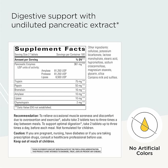 Integrative Therapeutics Bio-Zyme - Pancreatic Enzyme Complex for Digestive Support* - Supports Healthy Digestion* - Undiluted Pancreatic Extract - 200 Tablets (100 Servings)