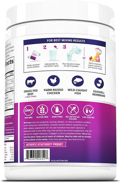 Multi Collagen Peptides Powder for Women - Hydrolyzed Flavored Collagen Powder for Women with Types I II III V & X Vitamin C & Hyaluronic Acid for Hair Skin and Nails (Pink Lemonade) - 30 Servings