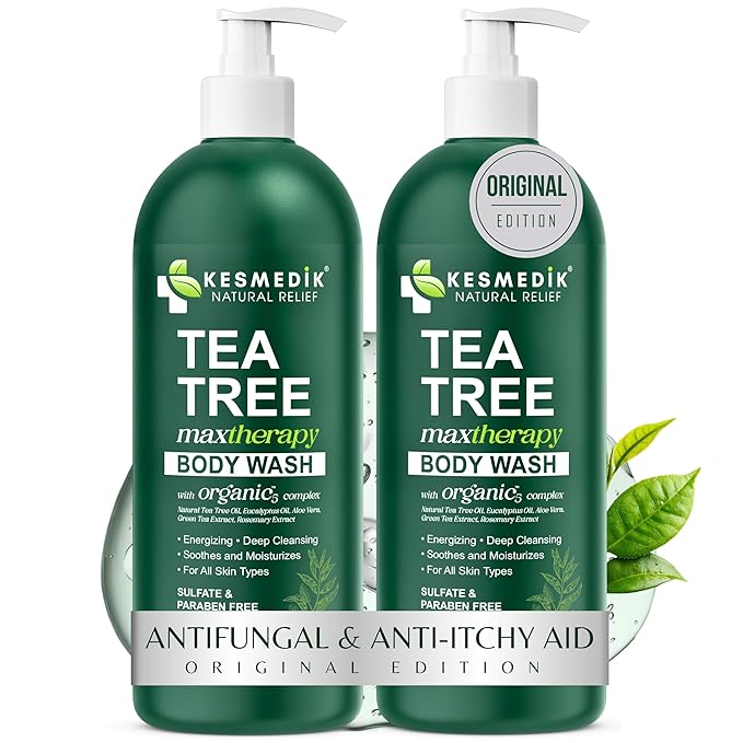 Tea Tree Body Wash MaxTherapy, Itchy Skin Relief Soap, Soothes Jock Itch, Athlete's Foot, Acne, Eczema, Psoriasis & Sensitive Skin, Intimate Wash, Men & Women, 2-Pack, Original Edition