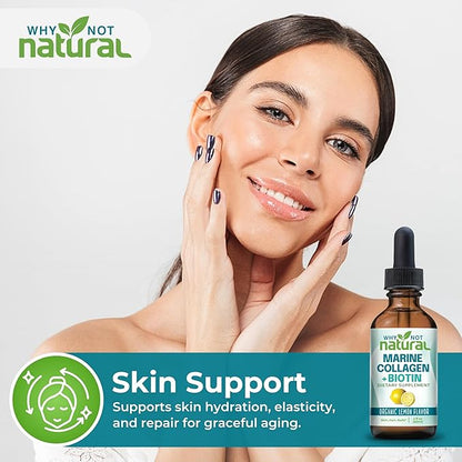 Why Not Natural Liquid Collagen Plus Biotin Drops for Women and Men - Supplement for Hair, Skin, and Nails