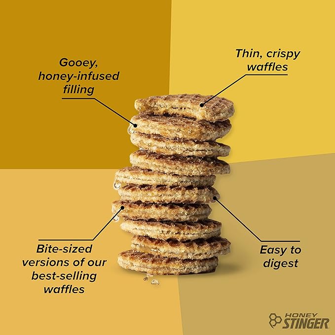 Honey Stinger Organic Mini Honey Waffles, Energy Stroopwafel for Exercise, Endurance and Performance, Sports Nutrition for Home & Gym, Pre and Post Workout, 5 Bags, 26.5 Ounces