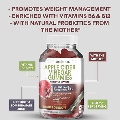 Apple Cider Vinegar Gummies for Weight Loss Apple Cider Vinegar with Mother Keto ACV Gummies Belly Fat Burner for Women AC Keto Gummies Metabolism Booster