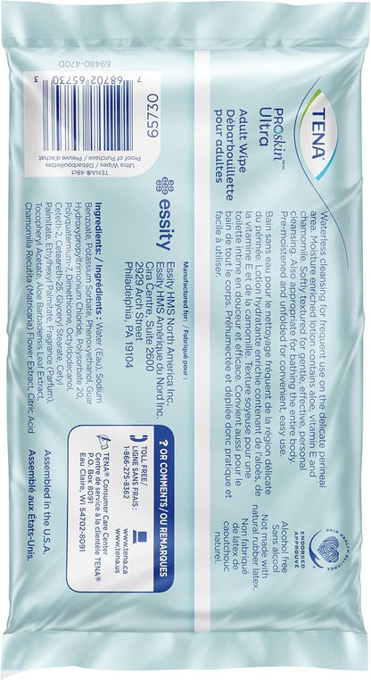TENA ProSkin Ultra Body Wipes for Adults, 48 Count (Pack of 1), White