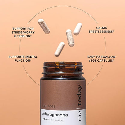 me today Ashwagandha Supplement Capsules 3000 mg -High Strength Adaptogen Supplement for Stress Relief, Mental Clarity & Focus – Vegan, Natural Daily Wellness Formula,60 Servings.