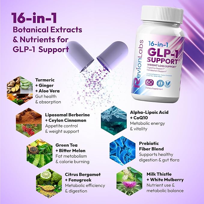 GLP-1 Support Weight Loss Supplement - Natural Appetite Suppressant for Women Men - Berberine Support Activate Hunger Control Curb Cravings Boost Metabolism Fat Burn & Gut Health