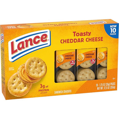 Lance Sandwich Crackers, Toasty Cheddar, 10 Individually Wrapped Packs, 6 Sandwiches Each