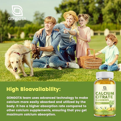 Calcium Citrate Gummies for Women, 1200mg Calcium Citrate Magnesium with Vitamin C D3 K2, Absorption Calcium Supplements for Bone, Muscle, Immune, Sugar Free (120Count)