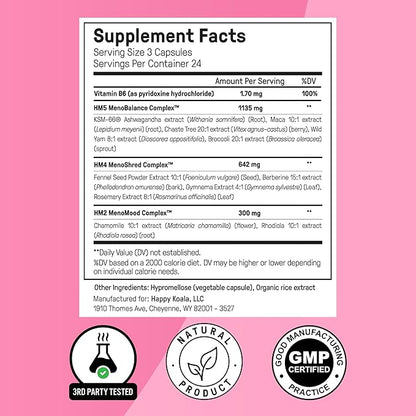 Happy Mammoth **Not Available Hormone Harmony Natural Hormonal Support for Women, Relief for Menopause, Perimenopause, Healthy Hormonal Balance, Hot Flashes. 72 Capsules.