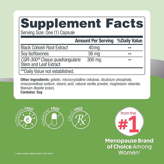 Estroven Pre-Menopause Relief, 30 Ct., Clinically Proven Ingredients, Provides Menopause Relief plus Night Sweats & Hot Flash Relief, Drug-Free or Estrogen Free