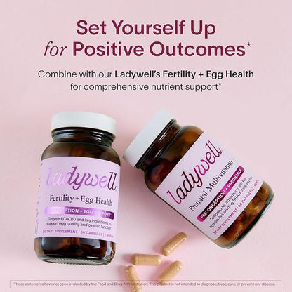 Ladywell Prenatal Multivitamin | Conception, Pregnancy & Postpartum | Key Ingredients Including DHA, Folate & Iron | Expertly-Formulated & Tested | Designed for Absorption with Nausea Support, 2-Pack