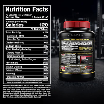 ALLMAX ISOFLEX Pure Whey Isolate Protein Powder - Gluten Free, Low Lactose, Sugar-Free - High-Protein, Clean, Keto-Friendly for Pre Post Workout Supplement for Women and Men | Cookies & Cream, 5lb