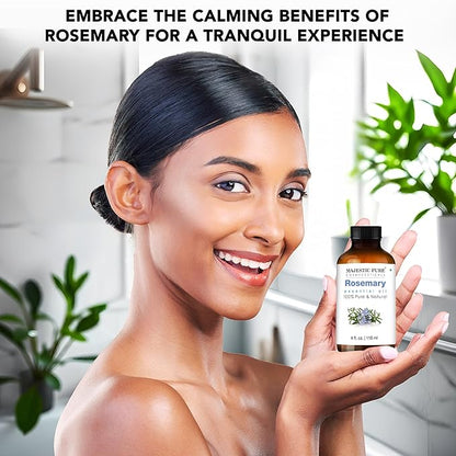 Majestic Pure Rosemary Essential Oil - 100% Pure & Premium Rosemary Oil for Hair Growth, Skin, Face, Aromatherapy & Diffuser - 4 fl oz