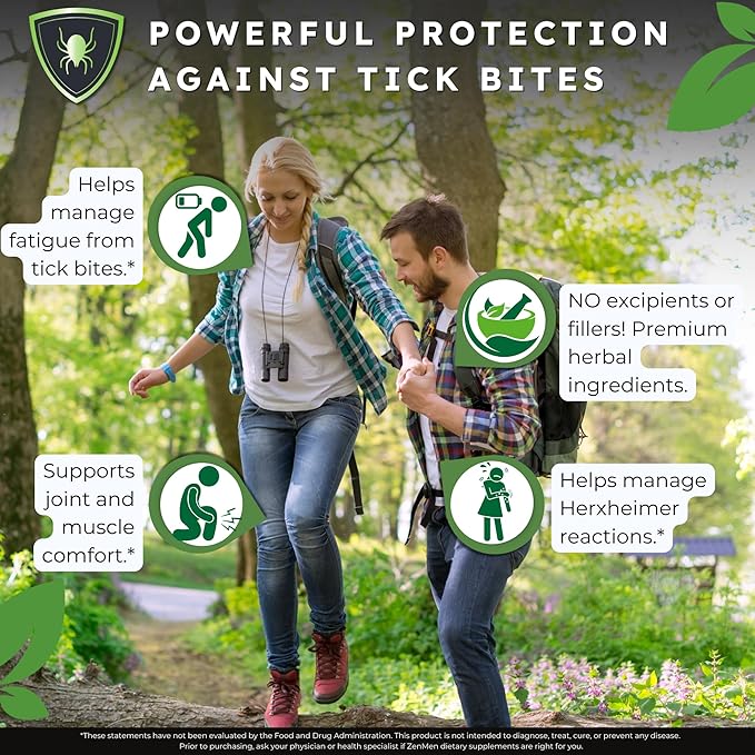 Zenmen Tick Immune Support 180 Vegan Capsules, 2 Bottles - Improved Formula - Japanese Knotweed, Cat's Claw, Chinese Skullcap, Cryptolepis Sanguinolenta, Sweet Wormwood - Made in The USA