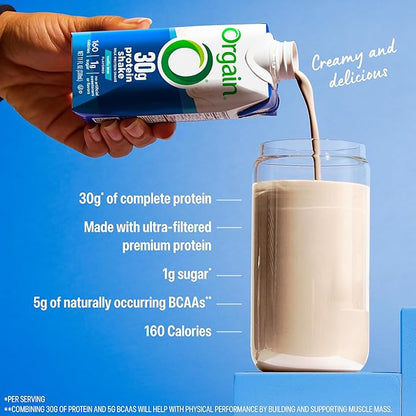 Orgain 30g High Protein Shake, Dairy Isolate Milk Protein, Vanilla Bean, 5g BCAAs, 1g Sugar per Serving, Meal Replacement, Ready to Drink, Keto Friendly, Gluten-Free, 11 Fl Oz, (Pack of 24)