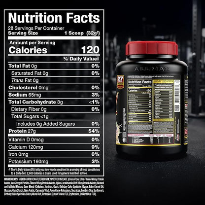 ALLMAX ISOFLEX Pure Whey Isolate Protein Powder - Gluten Free, Low Lactose, Sugar-Free - High-Protein, Clean, Keto-Friendly for Pre Post Workout Supplement for Women and Men | Birthday Cake, 2lb