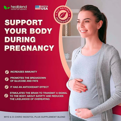 healblend Myo & D-Chiro Inositol Plus Supplement Blend, Hormonal Balance, Healthy Ovulation & Overall Wellness Support for Women, Fertility and Pregnancy Health (2 Pack)
