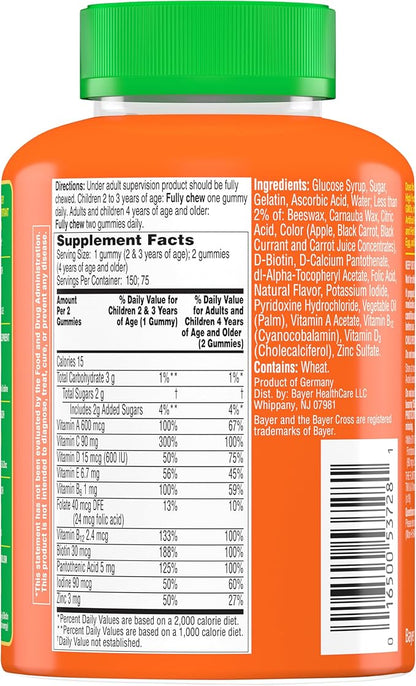 Flintstones Gummies Kids Vitamins with Immunity Support*, Kids and Toddler Multivitamin with Vitamin C, Vitamin D, B12, Zinc & More, Orange 150ct, (Pack of 2)