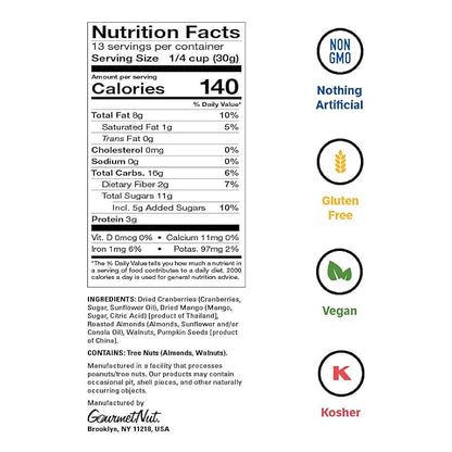 Power Up Trail Mix,Mega Omega Trail Mix,Non-GMO,Vegan,Gluten Free,No Artificial Ingredients,Gourmet Nut,14 Ounce Bag,(Pack of 4)