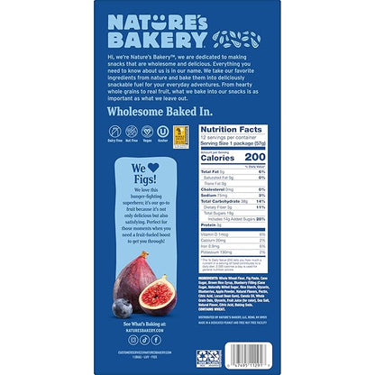 Nature's Bakery Whole Wheat Fig Bars,Blueberry,Real Fruit,Vegan,Non-GMO,Snack bar,Twin packs-,12 Count (Pack of 2)