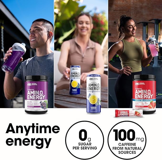 Optimum Nutrition Amino Energy - Pre Workout with Green Tea, BCAA, Amino Acids, Keto Friendly, Green Coffee Extract, Energy Powder - Fruit Fusion, 65 Servings (Packaging May Vary)