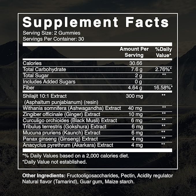 Best Naturtals Shilajit Gummies from Himalayan - 60 ct - Made with Ashwagandha, Black Musli, and Gokshura