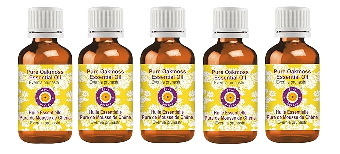 Deve Herbes Pure Oakmoss Essential Oil (Evernia prunastri) Steam Distilled (Pack of Five) 100ml X 5 (16.9 oz)