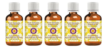 Deve Herbes Pure Oakmoss Essential Oil (Evernia prunastri) Steam Distilled (Pack of Five) 100ml X 5 (16.9 oz)