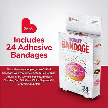 BioSwiss Bandages, Donut Shaped Self Adhesive Bandage Set, Latex Free, Sterile Wound Care, 24 Count