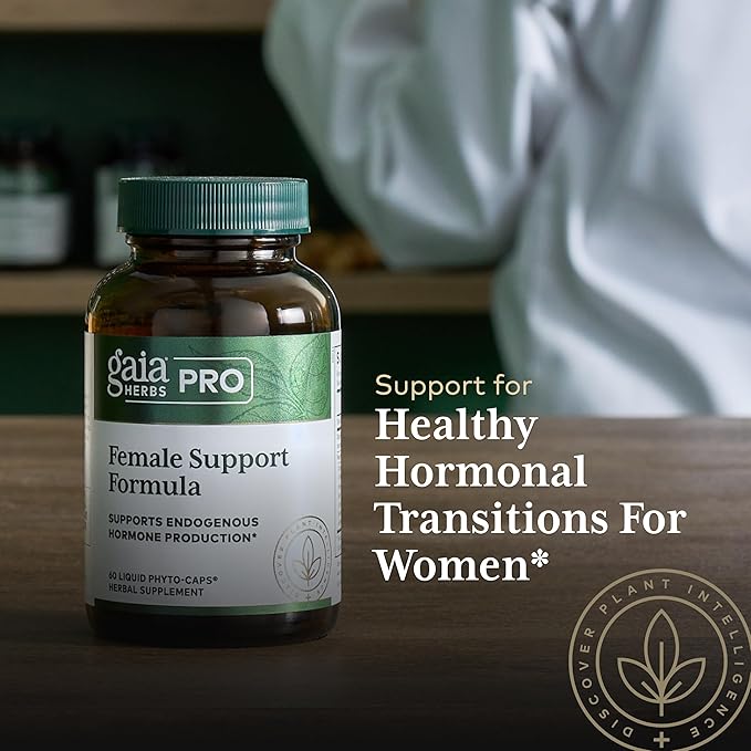 GAIA HERBS PRO Female Support Formula - Supports Healthy PMS & Menopause Fluctuations with Alfalfa Leaf, Black Cohosh Root Extract, Dandelion Root & More* - Vegan - 60 Liquid Phyto-Caps (60 Servings)