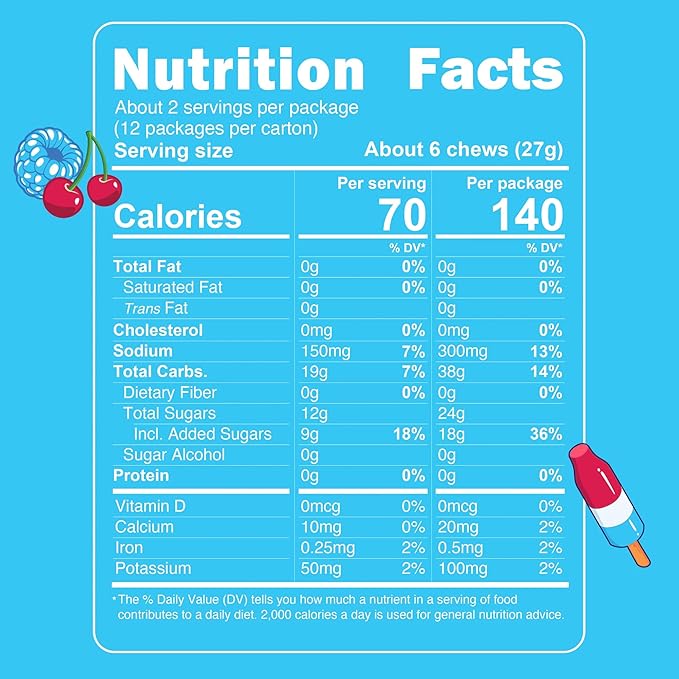 Noogs Sour Energy Chews, Poolside Pop Caffeinated Electrolyte Energy Gummies, 50mg Green Tea Caffeine, Popsicle Flavored Alternative to Running Gels, Vegan & Gluten Free, 12 Pack