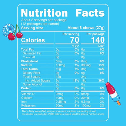Noogs Sour Energy Chews, Poolside Pop Caffeinated Electrolyte Energy Gummies, 50mg Green Tea Caffeine, Popsicle Flavored Alternative to Running Gels, Vegan & Gluten Free, 12 Pack