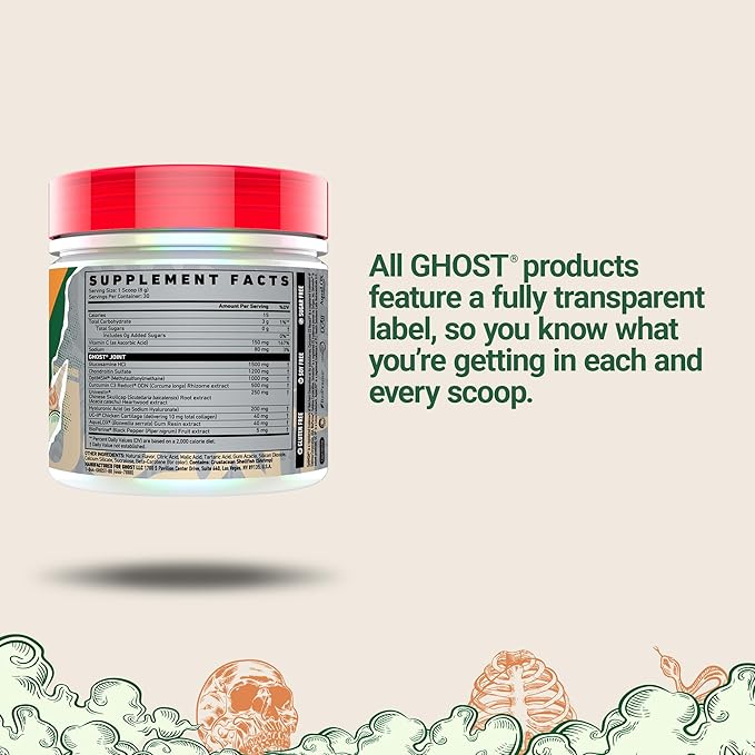 GHOST Joint Supplement, Orange Cream (30 Servings) - Daily Joint Maintenance Supplement for Men & Women - Glucosamine HCL, Chondroitin Sulfate & Curcumin - Cartilage, Bones & Joint Support